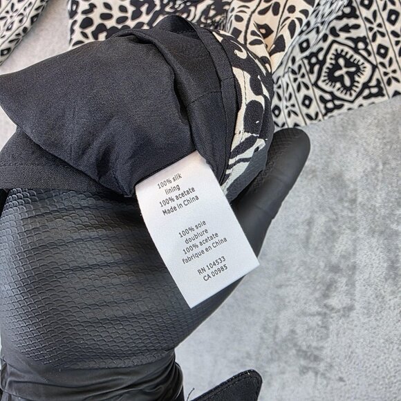 Vintage Nanette Lepore Blouse Womens 2 Black White Silk Sequin Embellished Boho - Picture 11 of 14